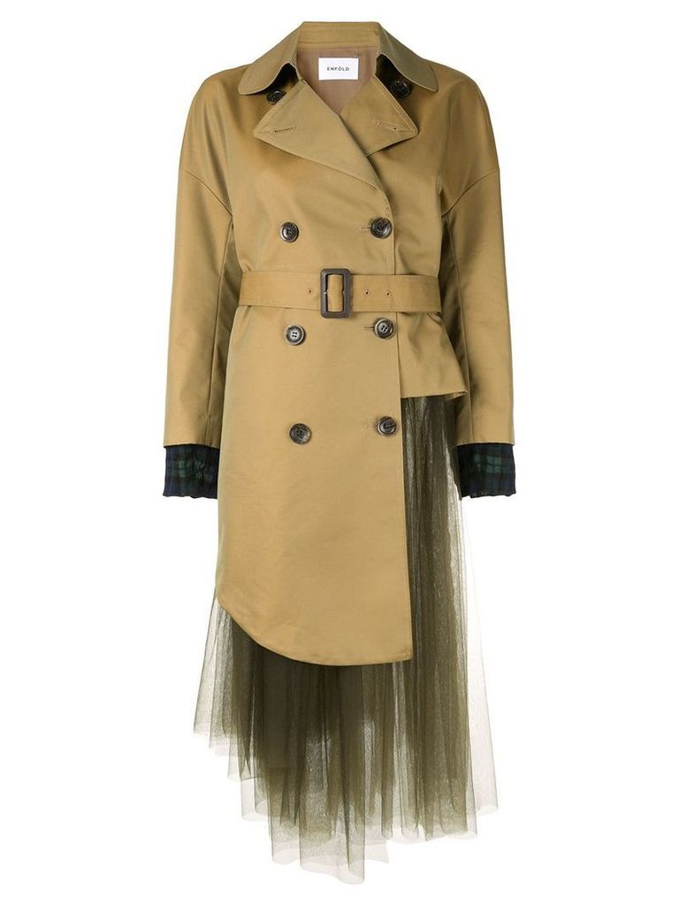 Enföld double-breasted tulle coat - Brown