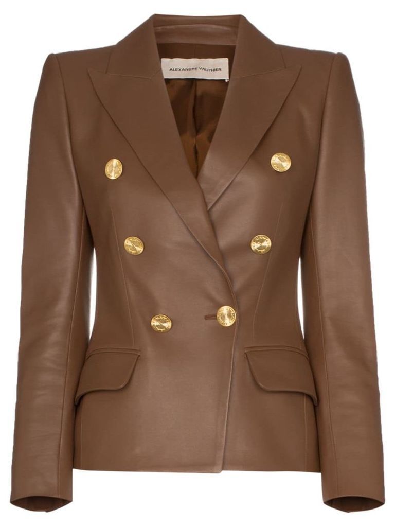 Alexandre Vauthier double-breasted leather blazer - Brown