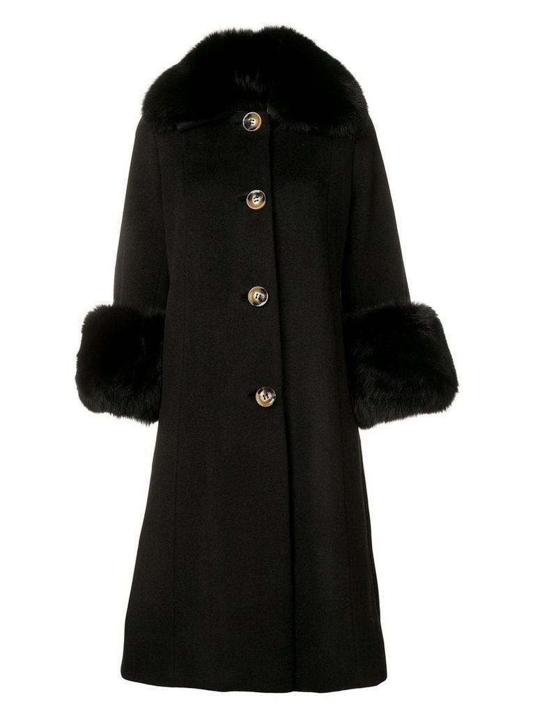 Saks Potts long fur-lined coat - Black