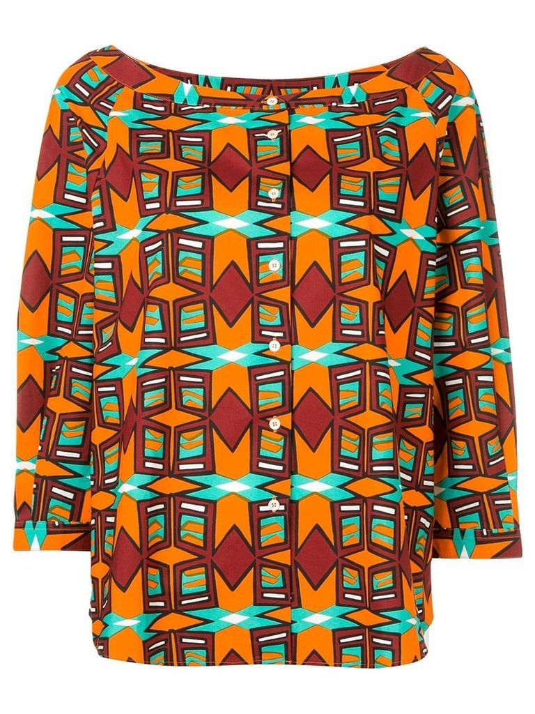 Aspesi geometric pattern button blouse - Orange