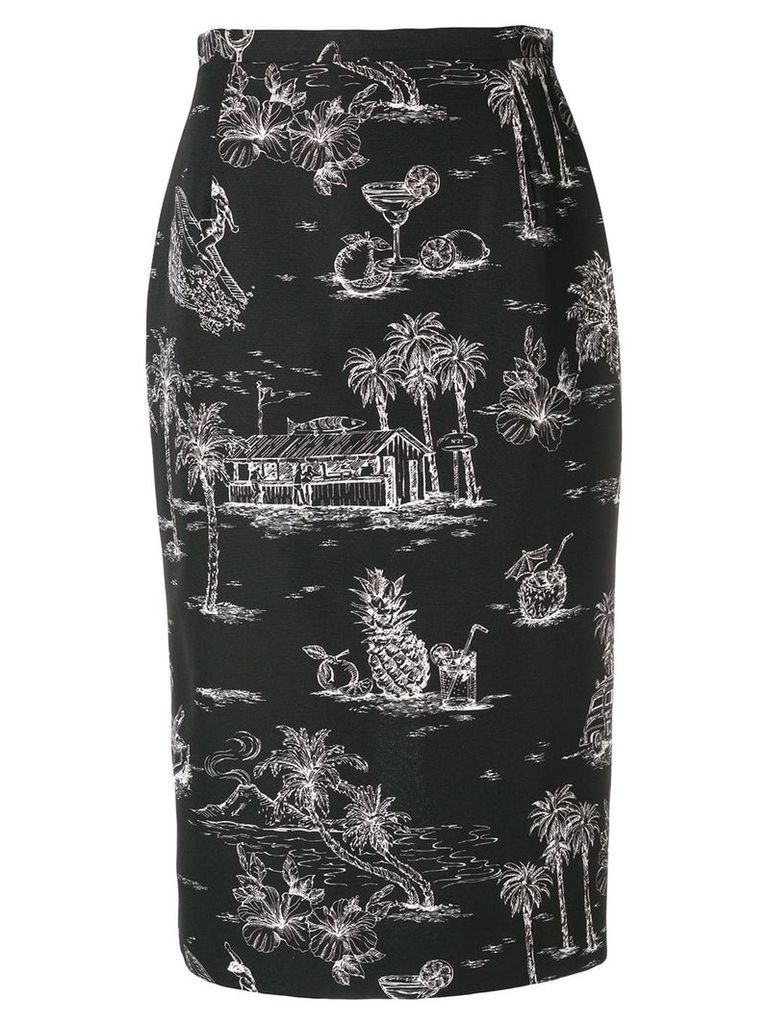 Nº21 printed pencil skirt - Black