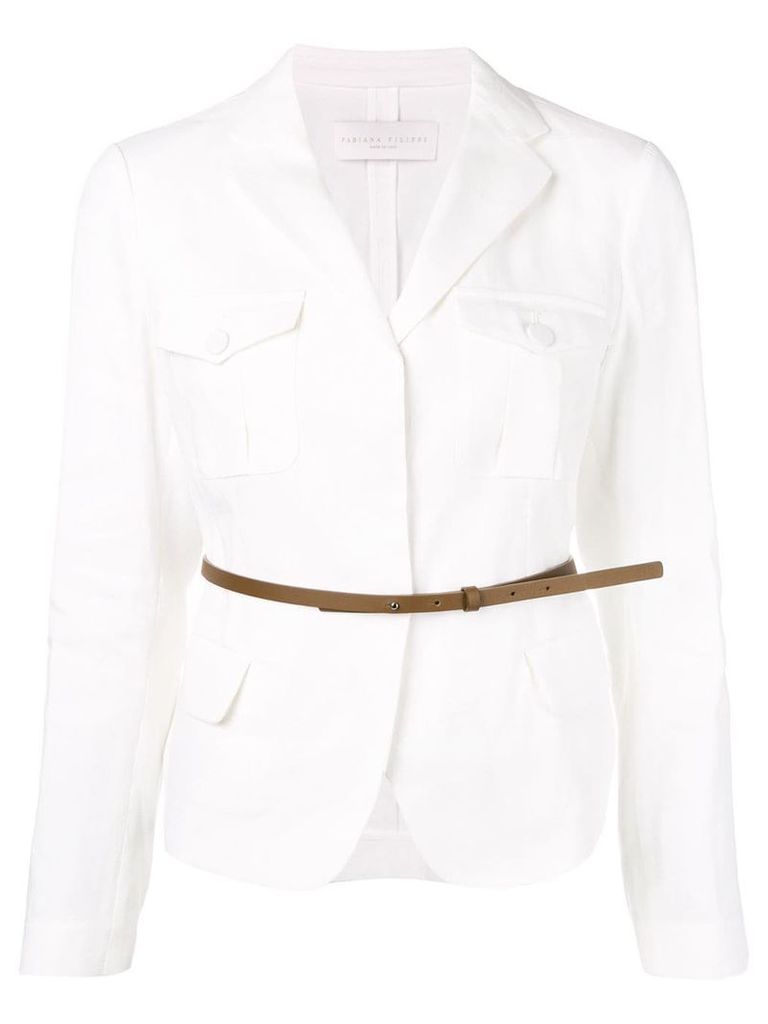 Fabiana Filippi belted waist blazer - White