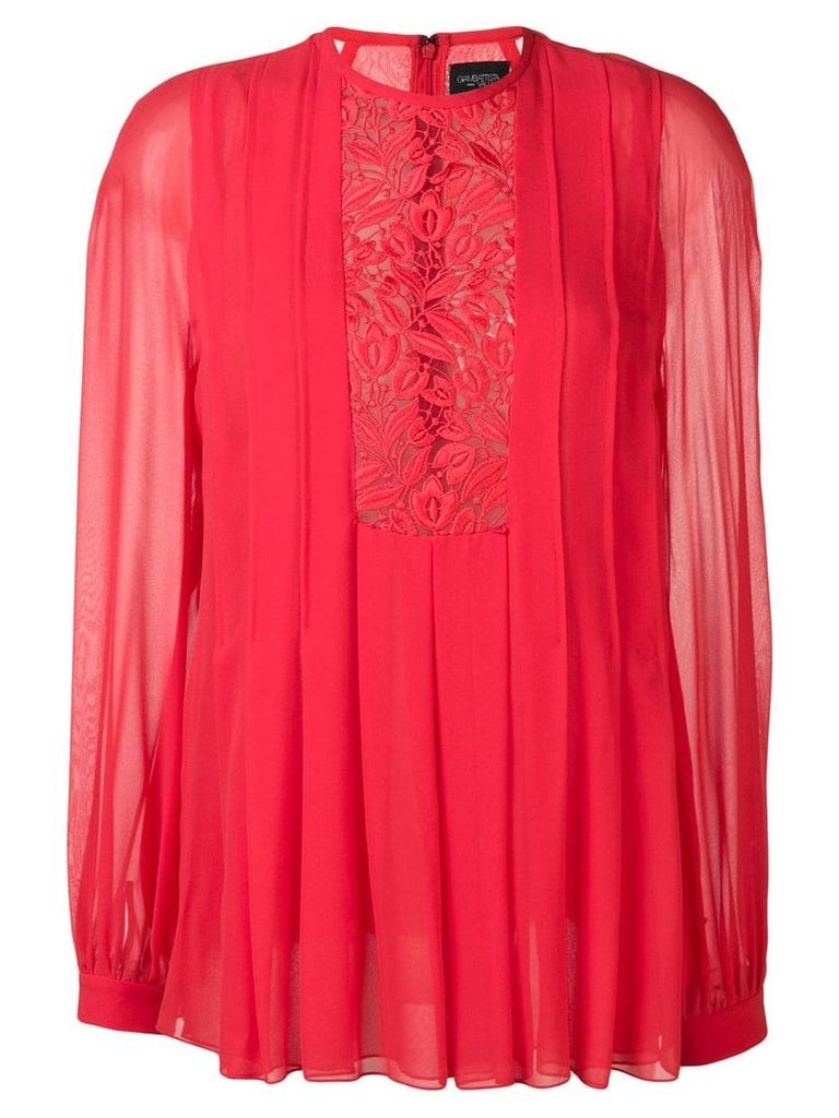 Giambattista Valli floral lace insert blouse - Red