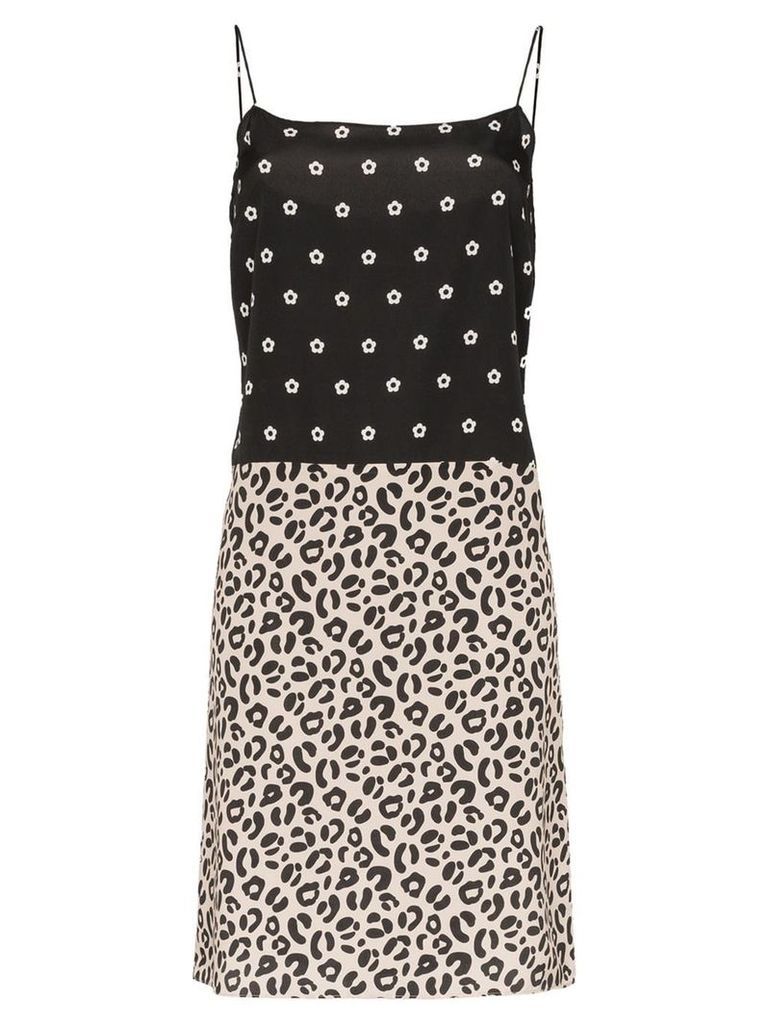 Sandy Liang Lara polka dot leopard print dress - Black