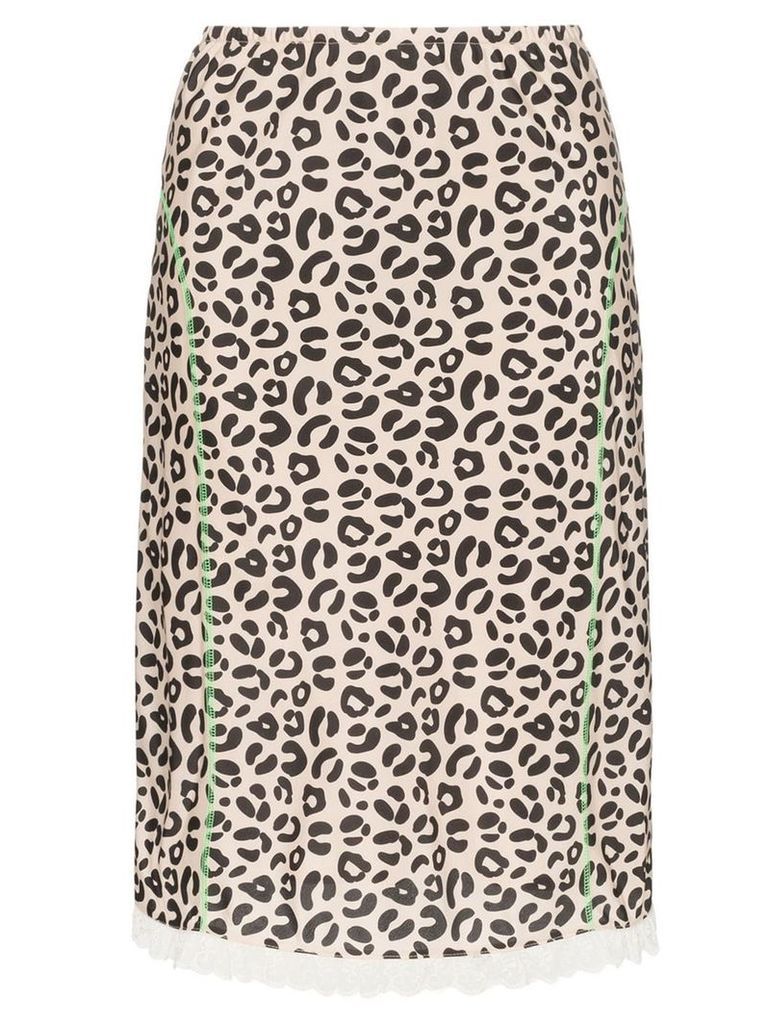 Sandy Liang leopard print slip skirt - Brown