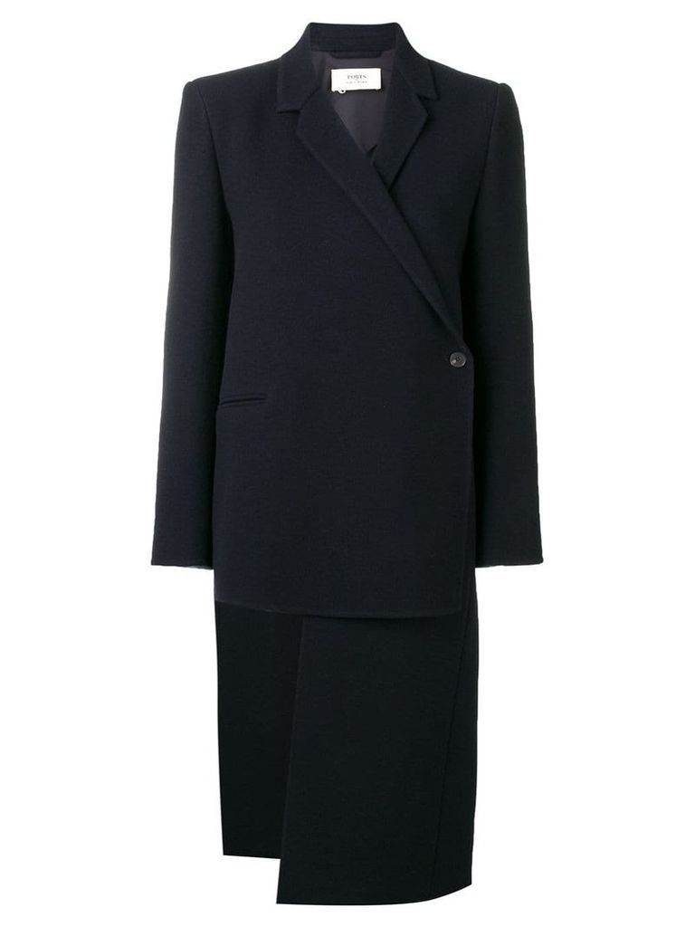 Ports 1961 asymmetrical structured coat - Blue