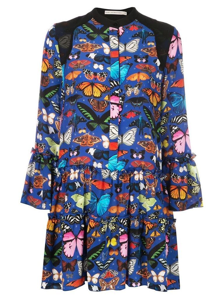 Mary Katrantzou Shalini butterfly print dress - BLUE