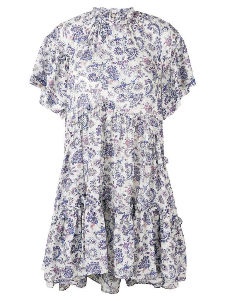 Isabel Marant paisley tiered mini dress - Neutrals
