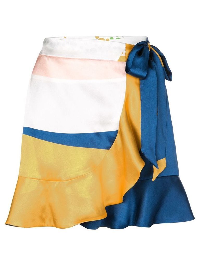 Beau Souci colourblock wrap skirt - Blue