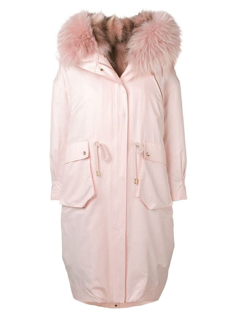 Liska fur trimmed coat - Pink