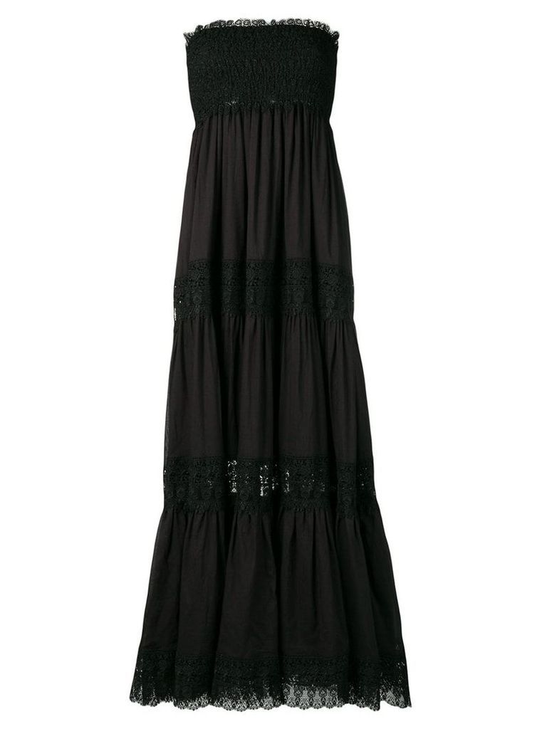 Charo Ruiz floor length lace paneled dress - Black