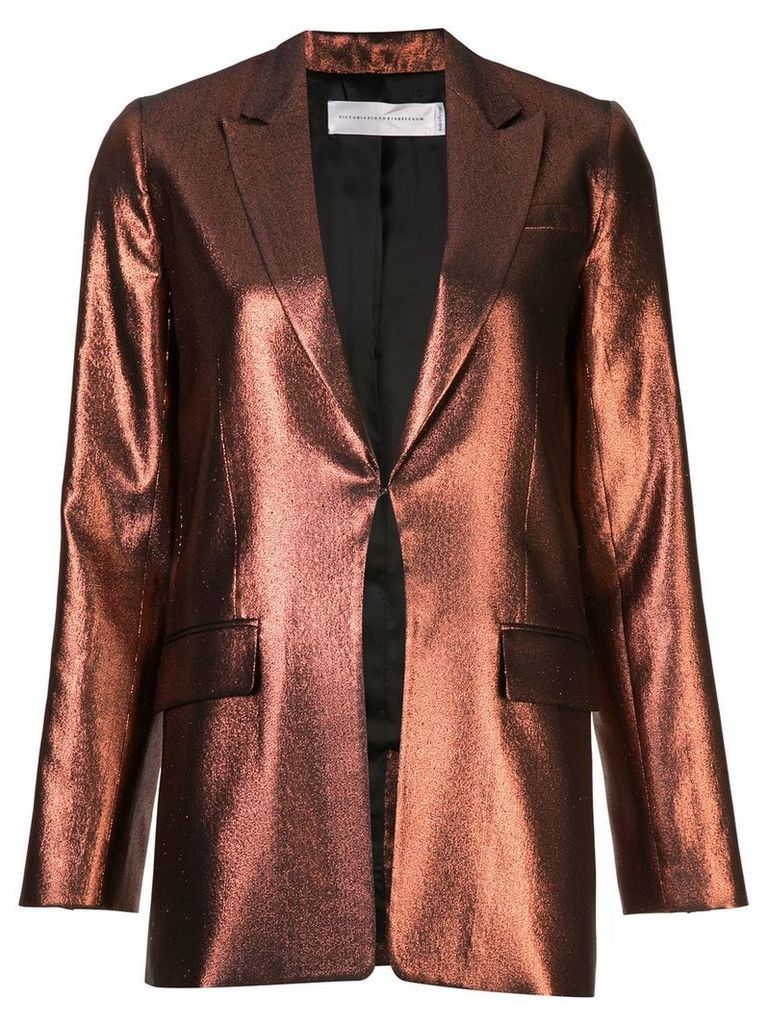 Victoria Victoria Beckham slim metallic blazer - Brown