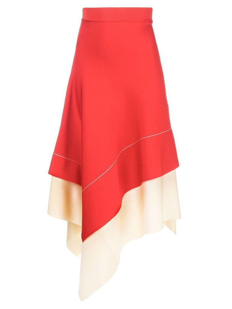 Victoria Beckham asymmetric midi skirt - Red