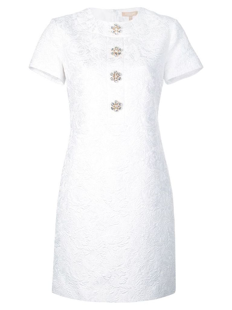 Michael Kors embellished-button matelassé short dress - White
