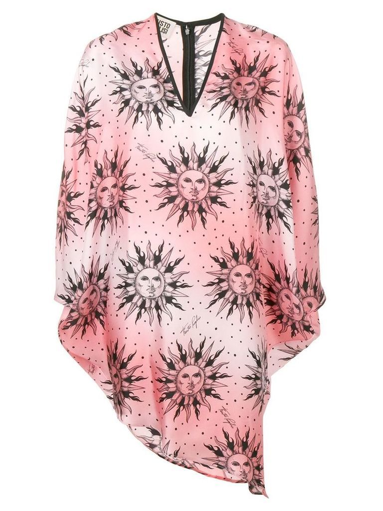 Fausto Puglisi sun-print v-neck dress - Pink