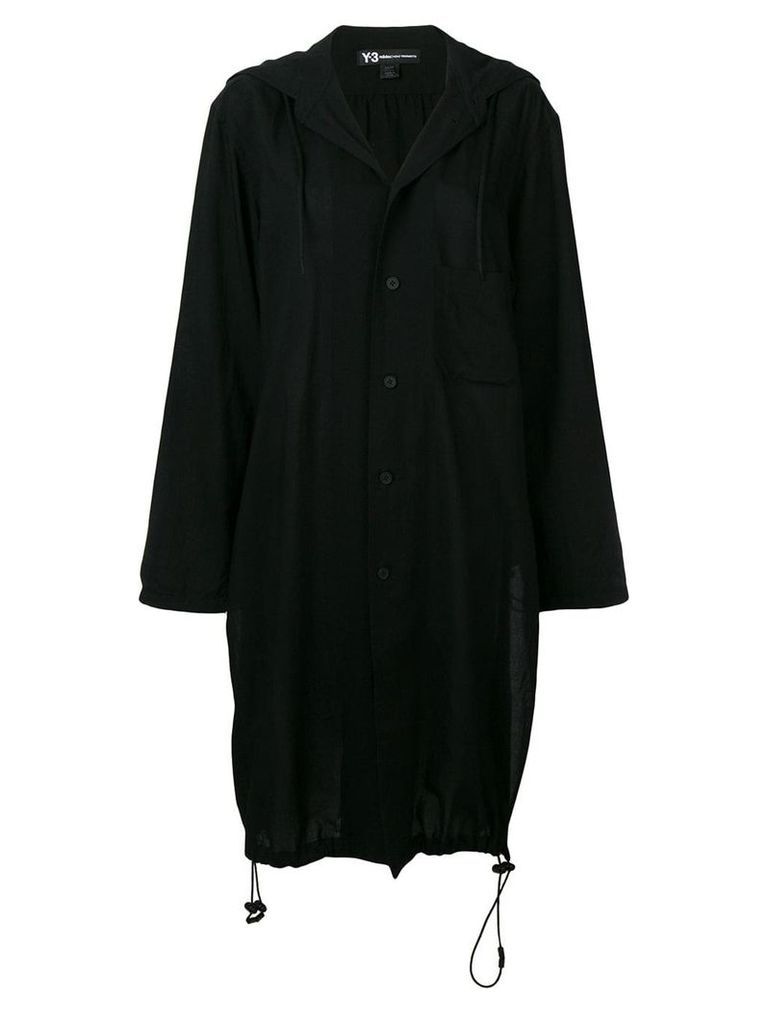 Y-3 drawstring single-breasted coat - Black