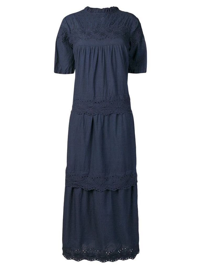 Local embroidered trim dress - Blue
