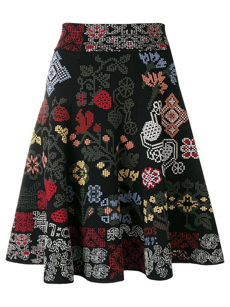 Alexander McQueen patterned A-line skirt - Black