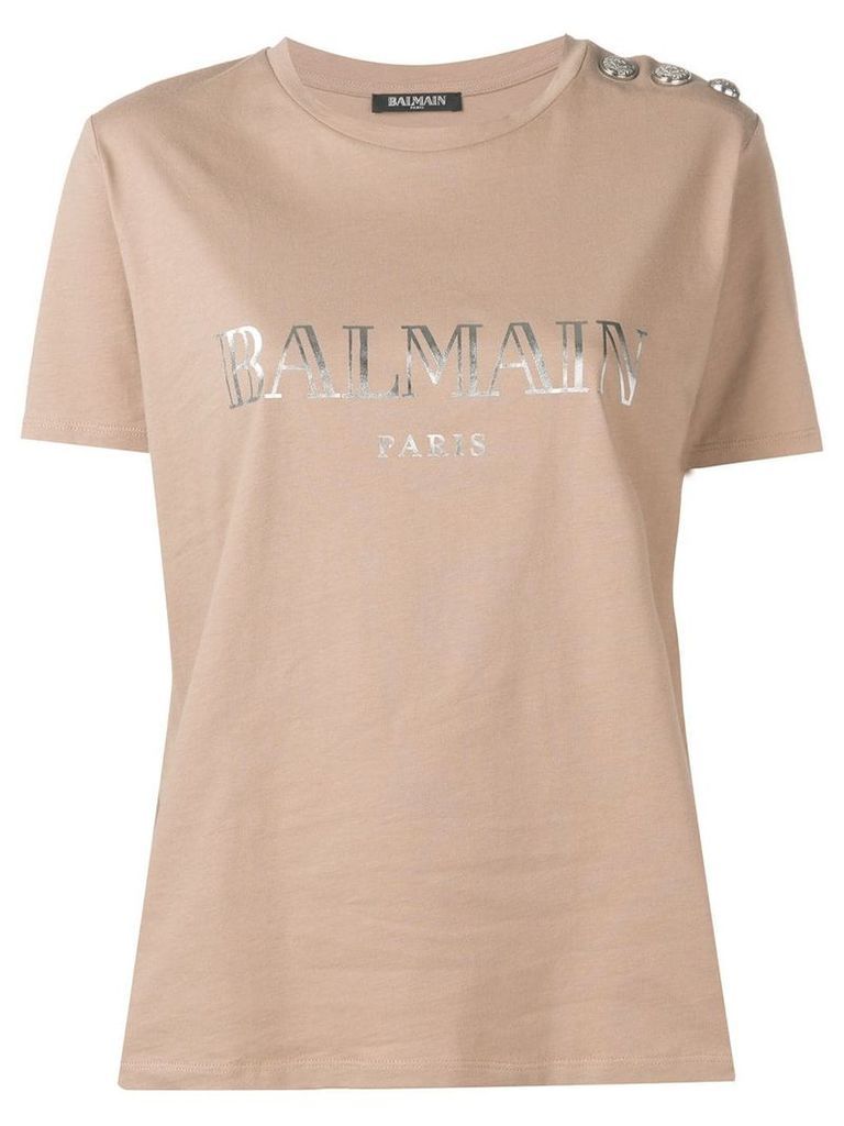 Balmain logo printed T-shirt - Neutrals