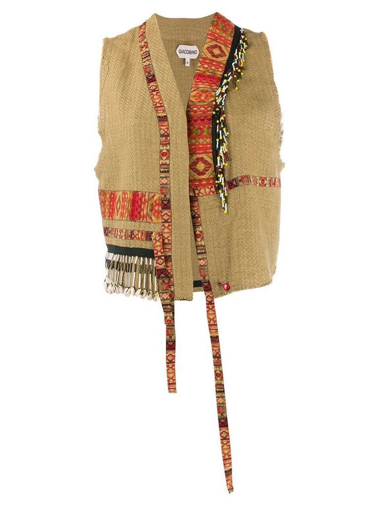 Giacobino embroidered cropped waistcoat - Brown