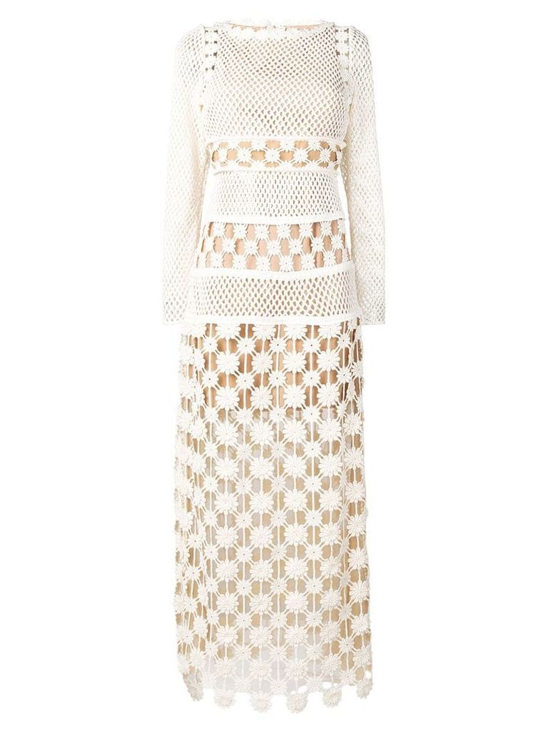 Self-Portrait crochet-lace maxi dress - White