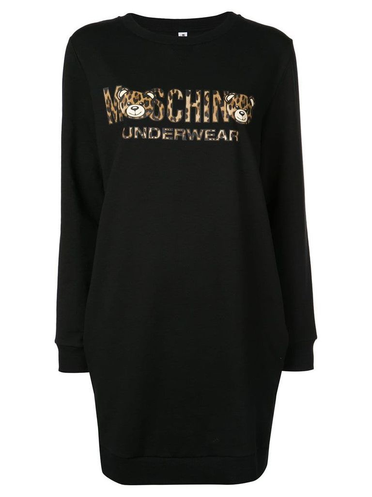 Moschino leopard bear sweatshirt dress - Black