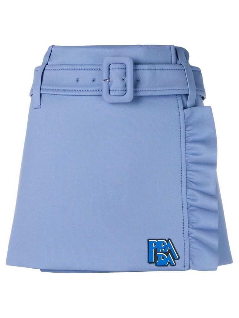 Prada technical jersey ruffle skirt - Blue