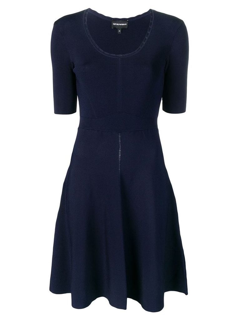 Emporio Armani decorative stitching knitted dress - Blue
