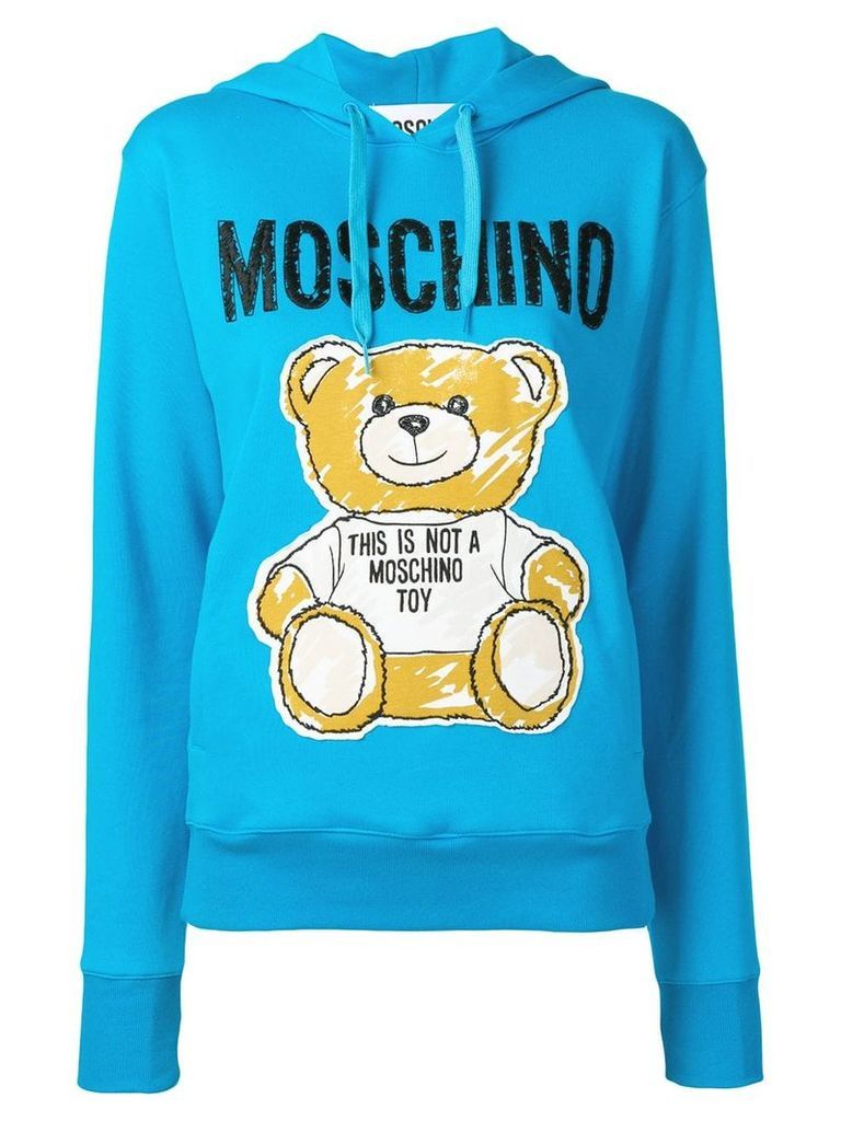Moschino teddy bear print hoodie - Blue
