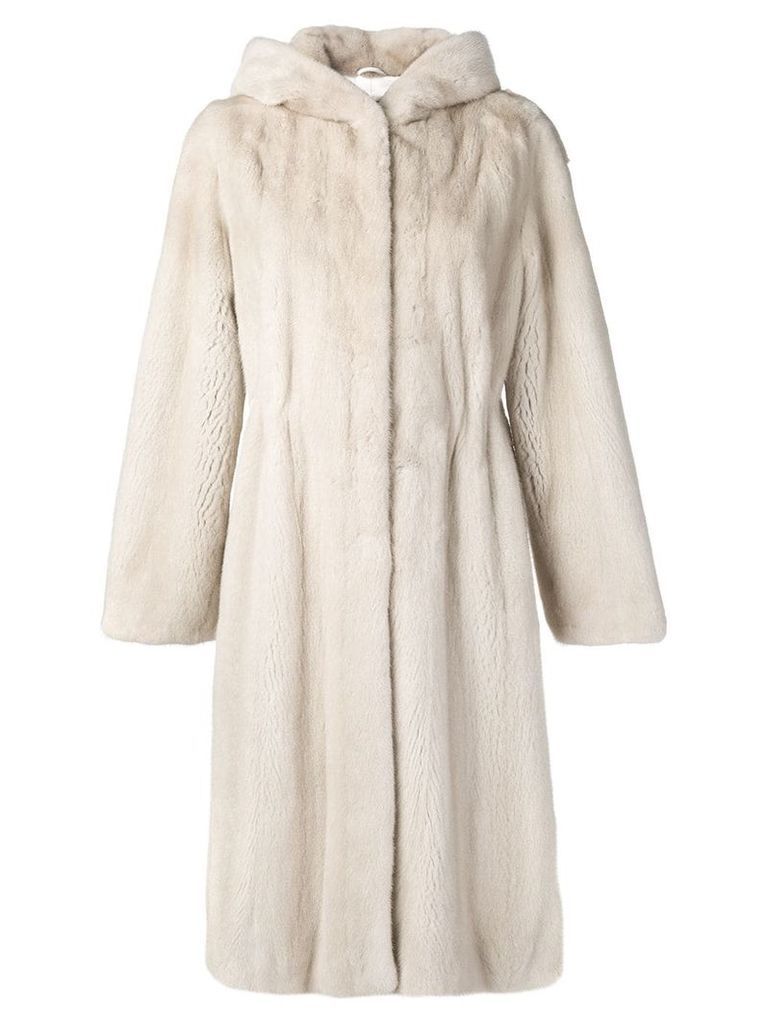 Liska hooded midi coat - Neutrals