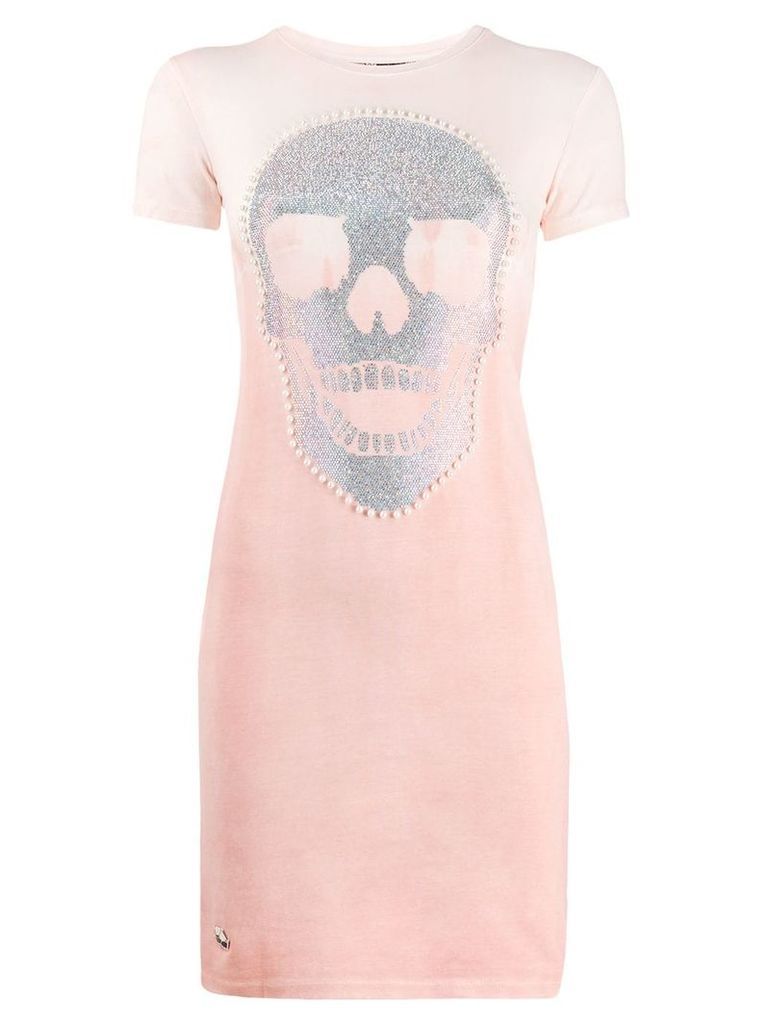 Philipp Plein skull print T-shirt dress - Pink