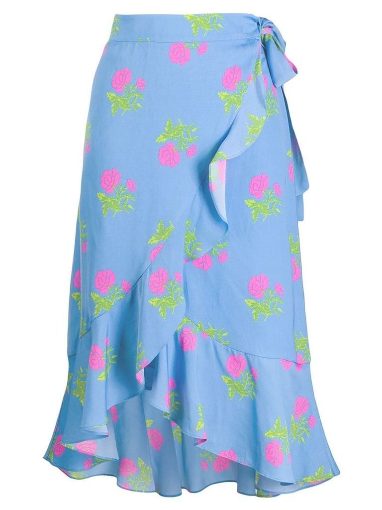 Essentiel Antwerp floral print wrap skirt - Blue