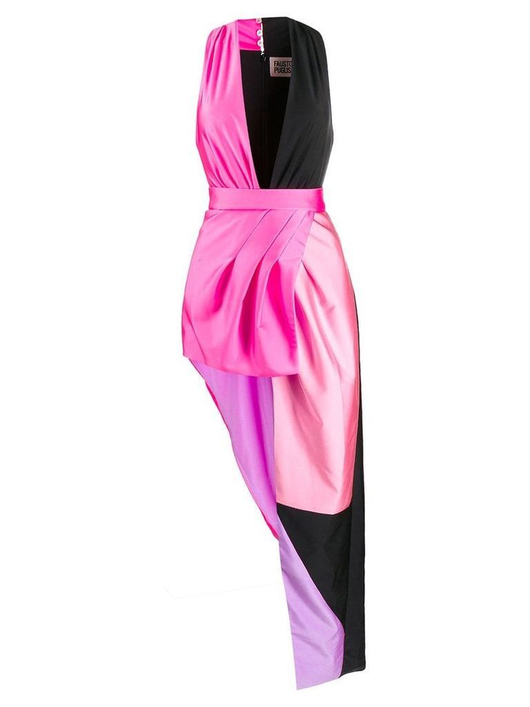 Fausto Puglisi colour-block asymmetric dress - Pink