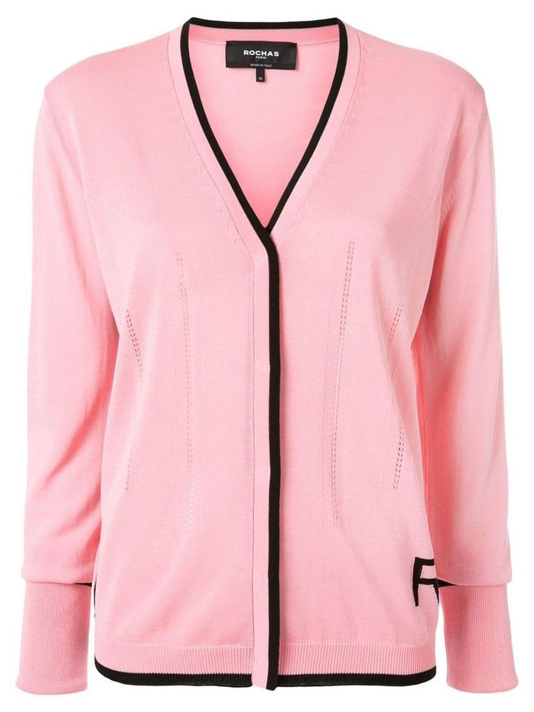 Rochas black trim V-neck cardigan - Pink