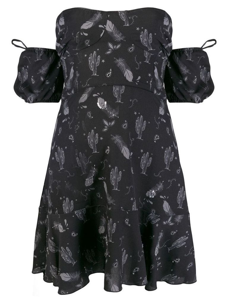 Chiara Ferragni bandeau feather print dress - Black