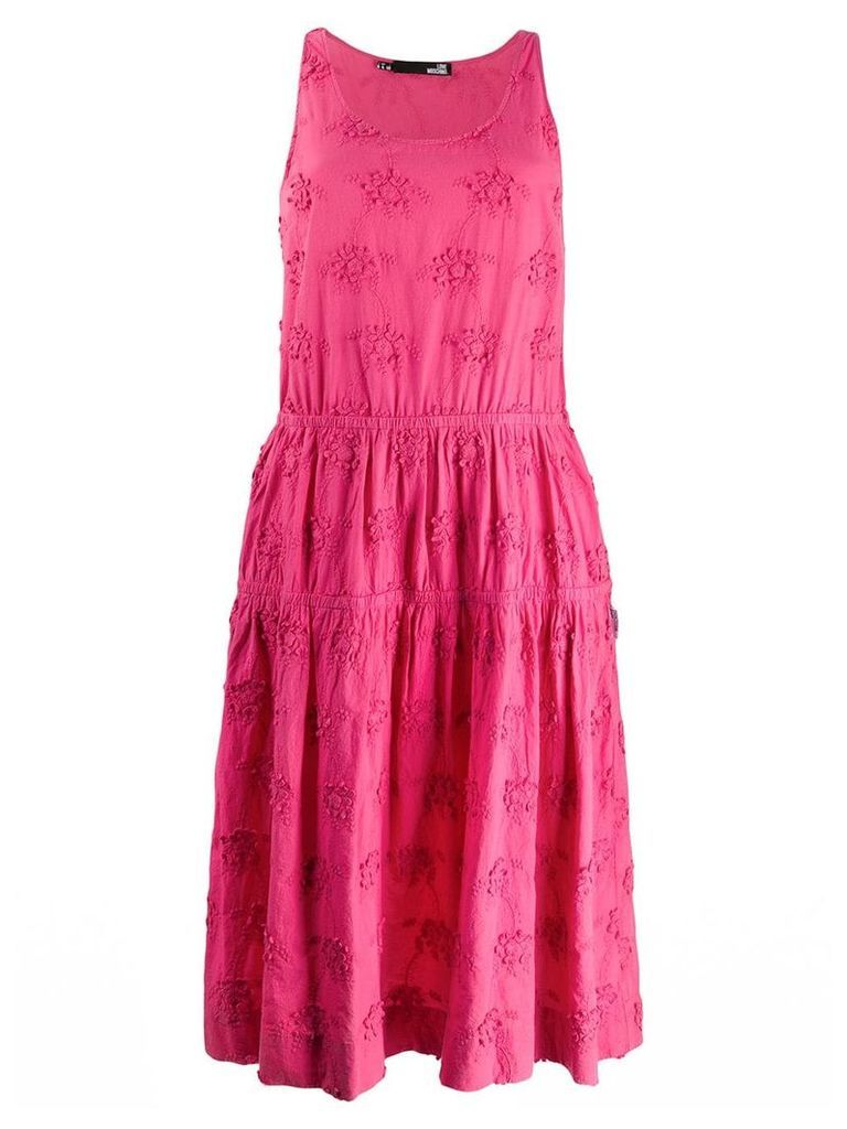 Love Moschino floral embroidered midi dress - Pink