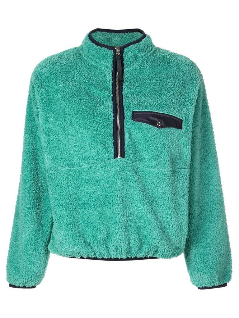 Anine Bing fur henley sweatshirt - Green