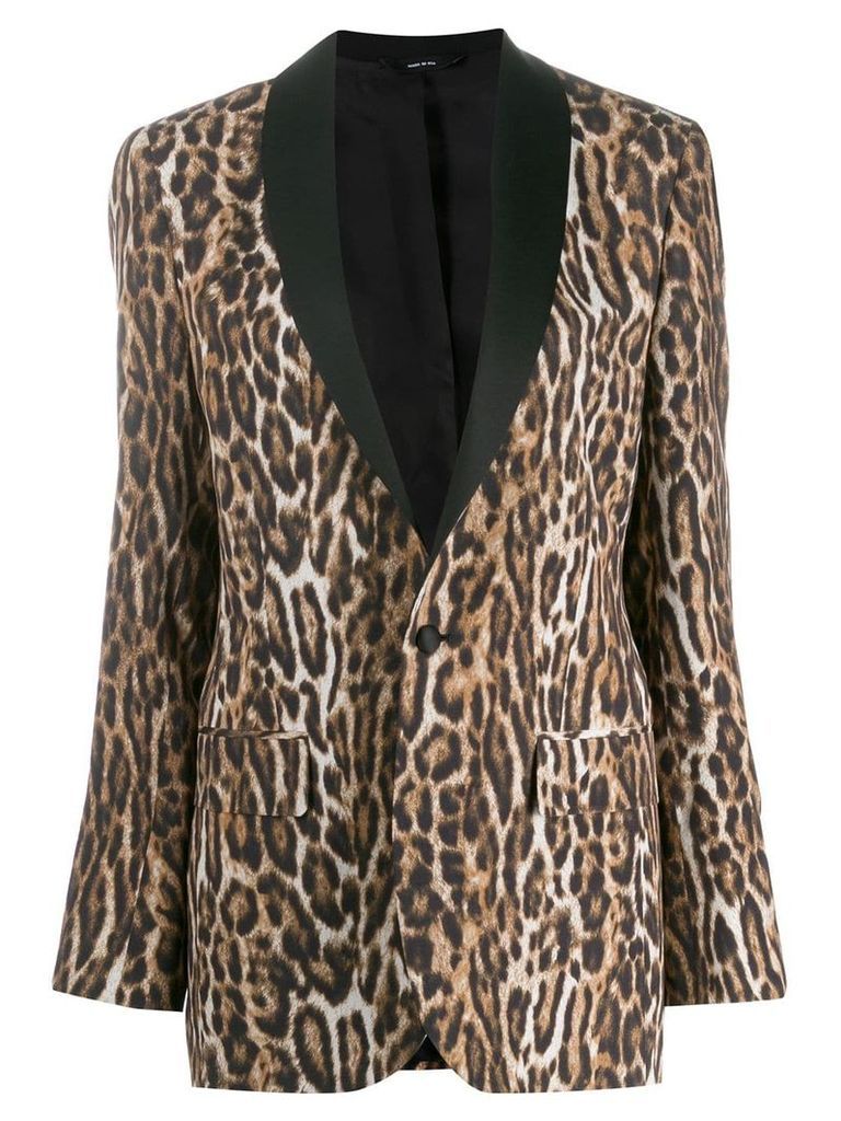 R13 leopard print single-breasted blazer - Black