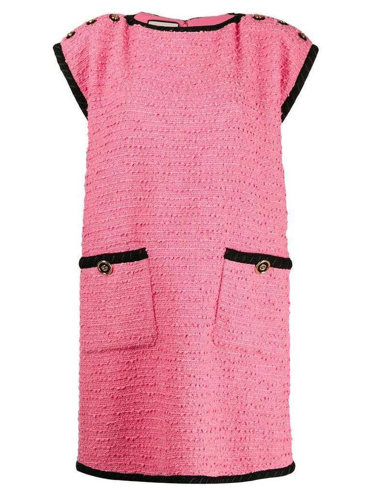 Gucci tweed contrast trim shift dress - Pink