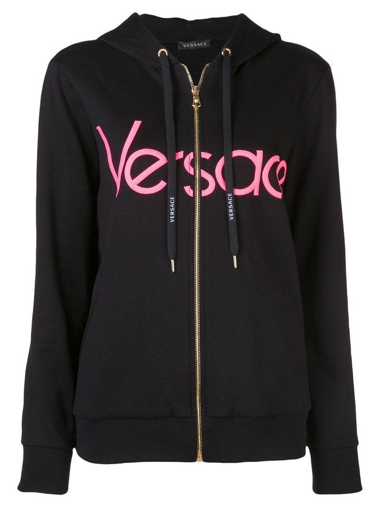 Versace logo print hoodie - Black