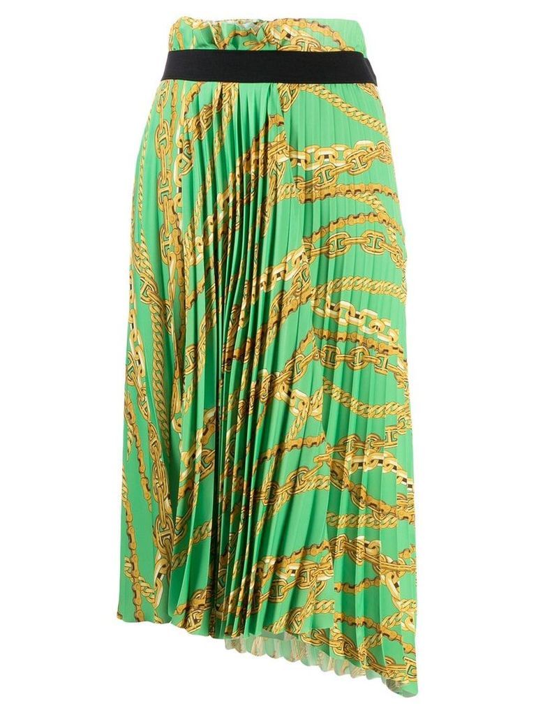 Balenciaga pleated chain print skirt - Green