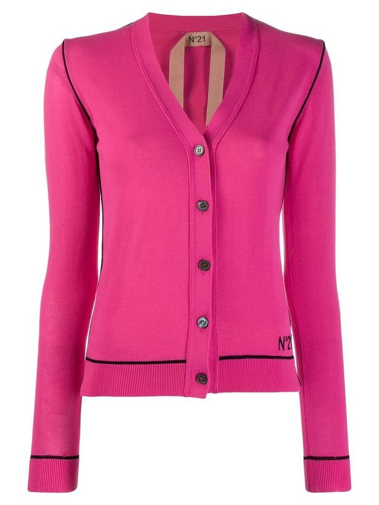 Nº21 contrast trimmed cardigan - Pink