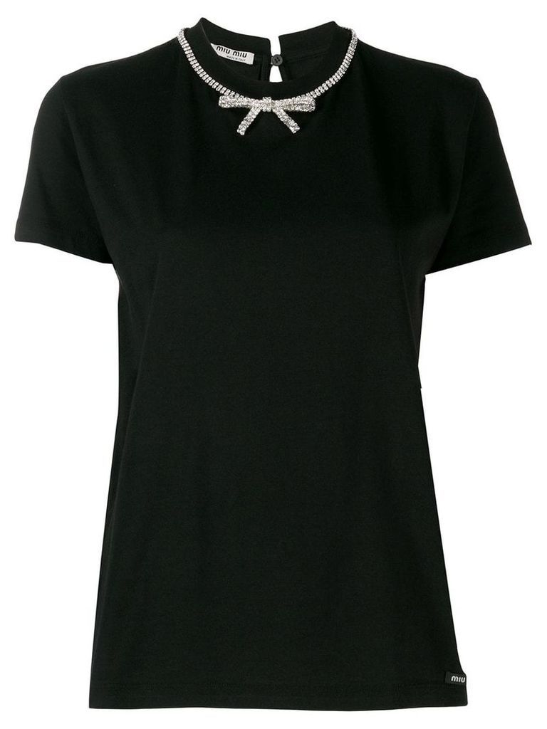 Miu Miu bow embellished T-shirt - Black