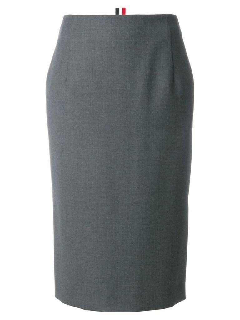 Thom Browne Striped Wool Twill Straight Skirt - Grey