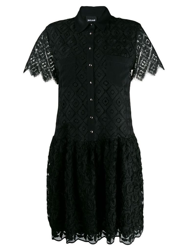 Just Cavalli lace shirt dress - Black