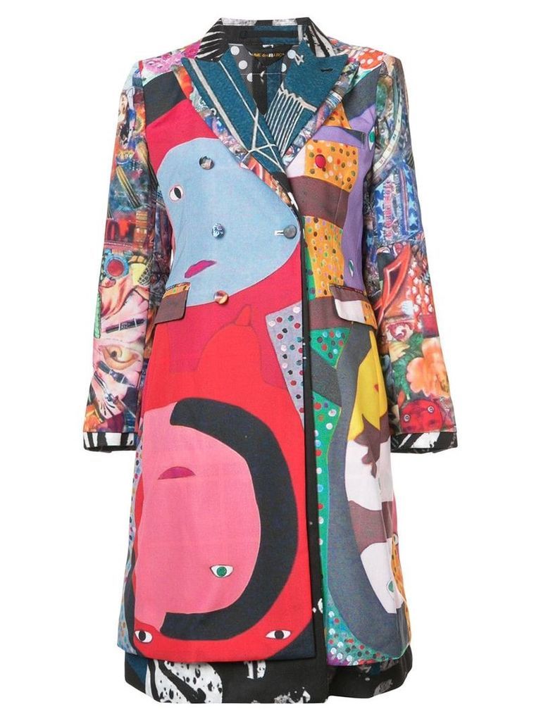 Comme Des Garçons cut-out back printed coat - Multicolour