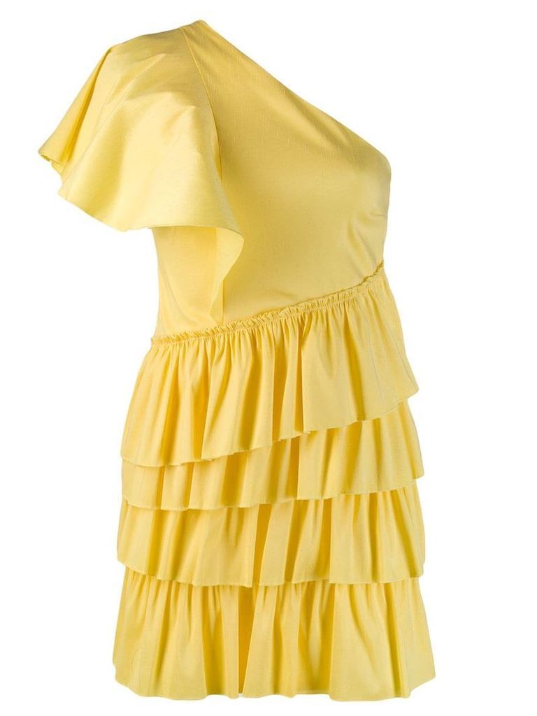 Marc Ellis one-shoulder ruffle dress - Yellow