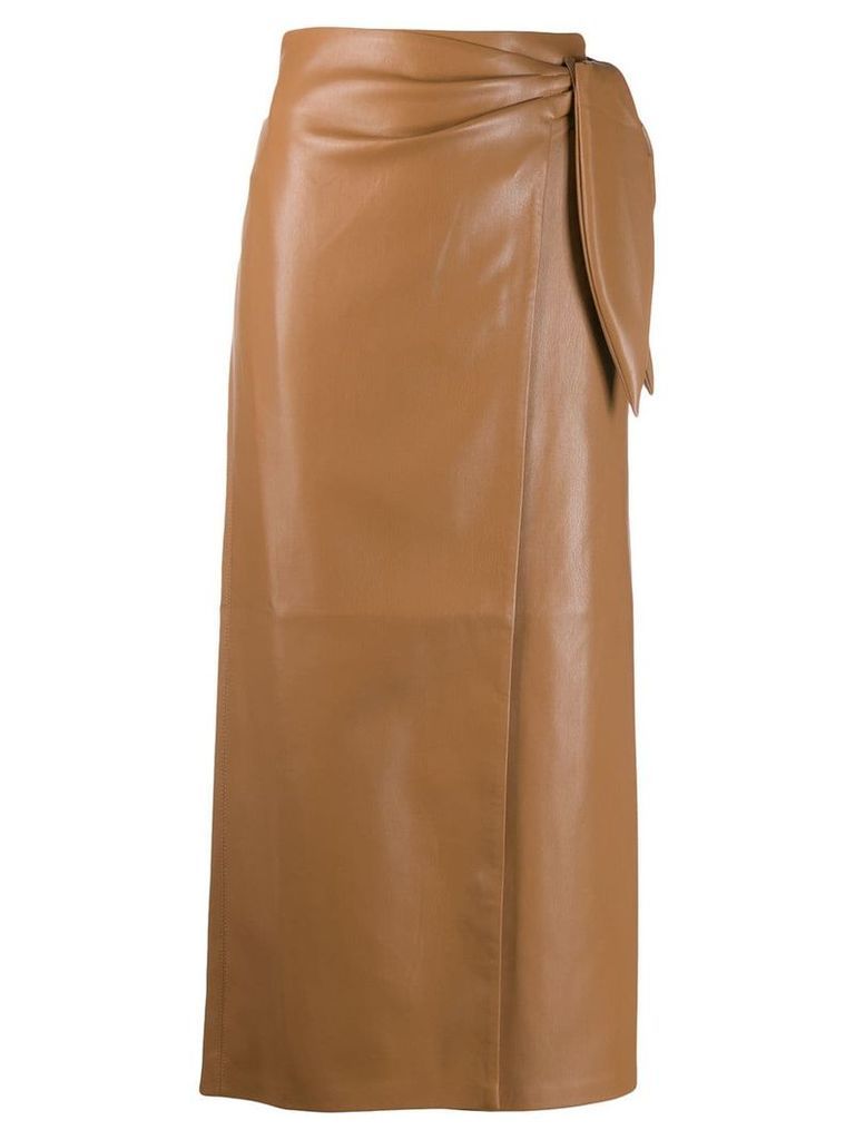 Nanushka wrapped midi skirt - Brown
