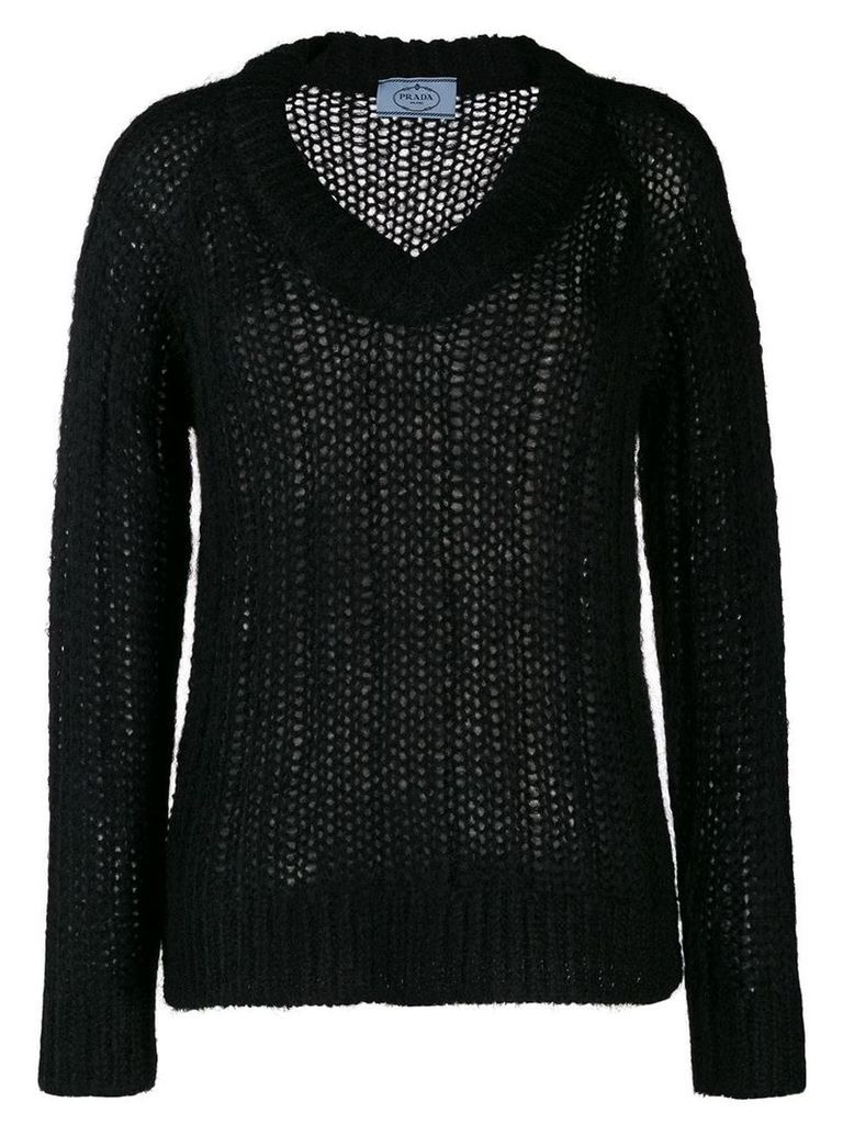 Prada open stitch sweater - Black