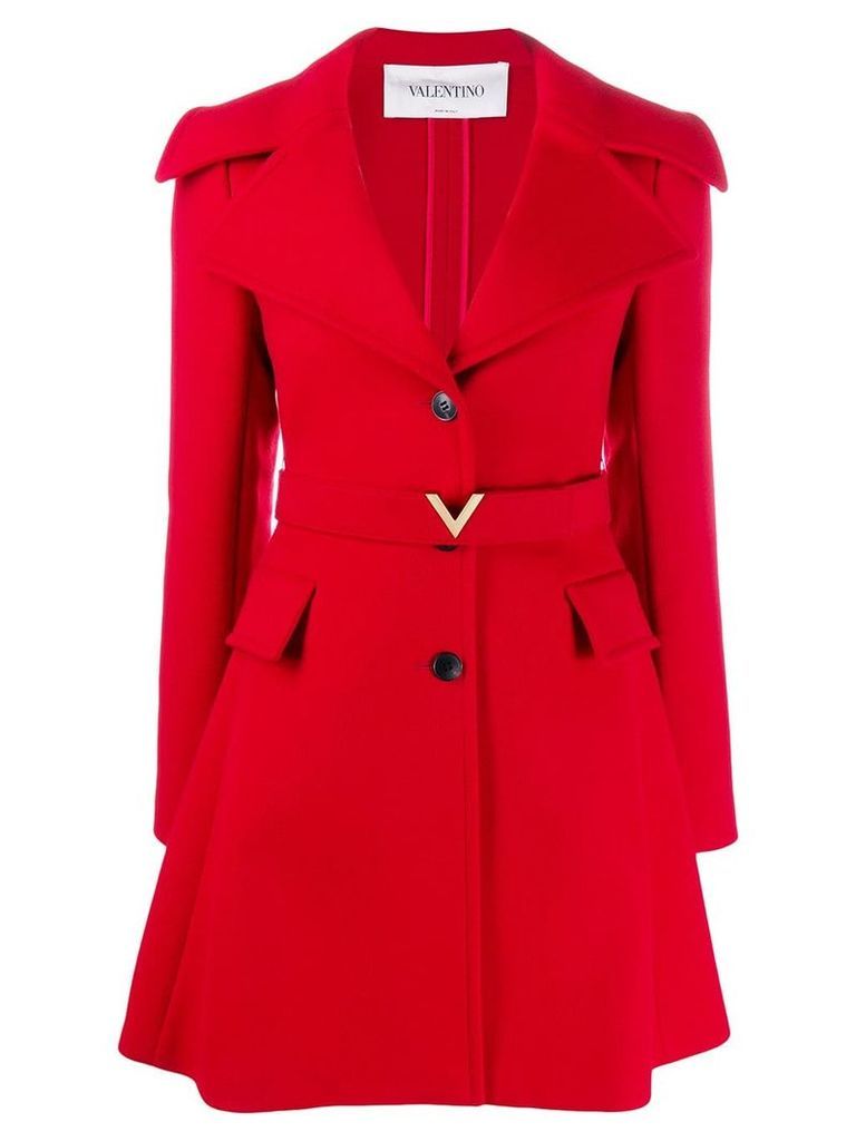 Valentino V logo belt coat - Red